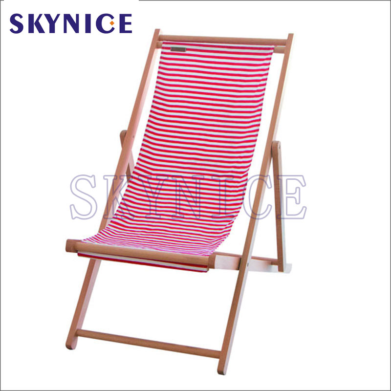 Cadeira de praia de madeira dobrável exterior do estilingue com listra